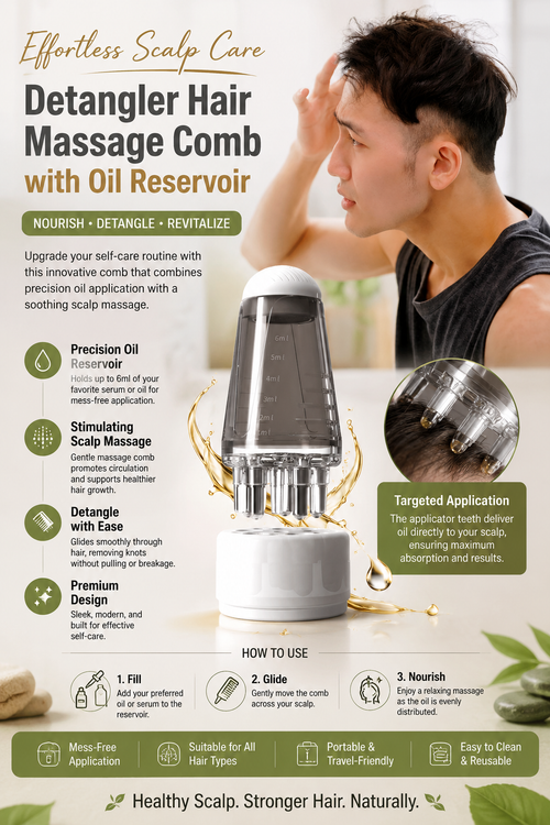 Detangler Hair Massage Comb with Oil Reservoir  M