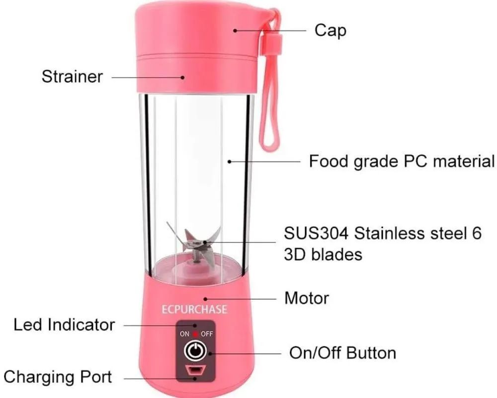 Mini Juicer Blender 6 Blades USB Portable 380ml  Ar